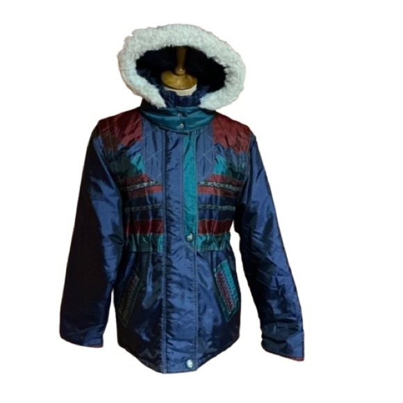 Vintage 80s striped hooded puffer coat - Picture 1 of 12